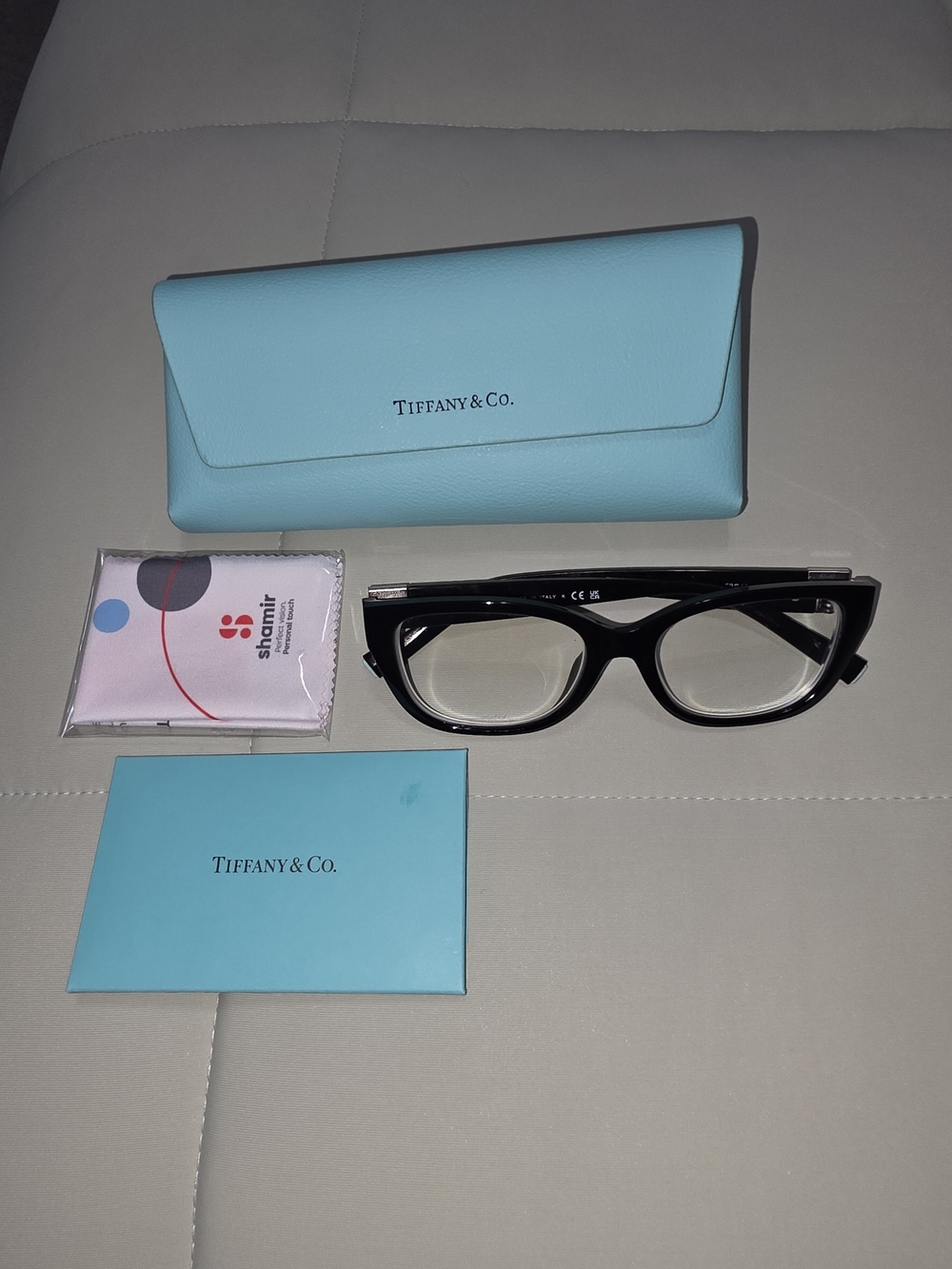 Tiffany & Co. Black Cat-Eye Eyeglasses with Tiffany Blue Case